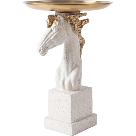 Mangeoire Oiseau Tête pour cheval Résine pour plateau Doré Mangeoire à Oiseaux Tête de pour cheval en Résine avec pour plateau Doré, Décoration Jardin Extérieur Style Européen (1/5)