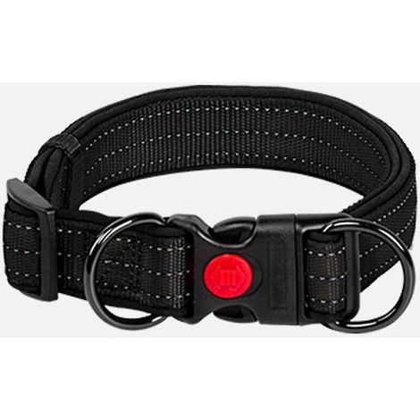 un Collier Pour Chien L Noir Fluo, Collier En Nylon Adapt Aux Grands Entranements Rglable Et Rflchissant (1/5)