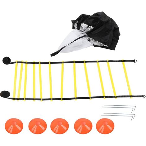 Échelle de mobilité, kit d'équipement d'entraînement de vitesse, échelle de vitesse de 19,7 pieds de long, cône de football, parapluie de résistance à la course, équipement d'entraînement de (1/5)