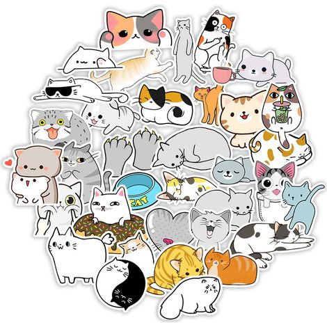 Autocollants Graffiti Chat Chien - Vinyle Imperméable - 100 Pièces - 4 x 8 cm - Pour Bouteilles, Ordinateurs, Téléphones, Valises, Vélos, Casques (1/5)