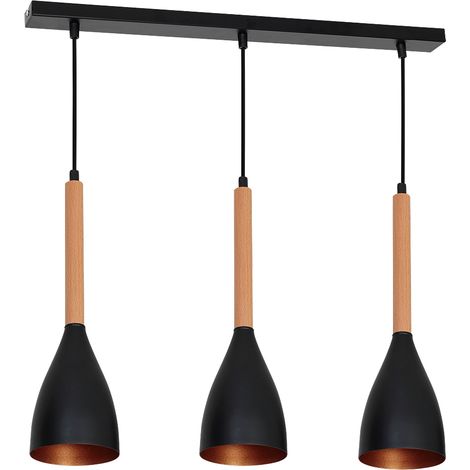 Edle Pendellampe Metall Holz 3xE27 verstellbar Esstisch