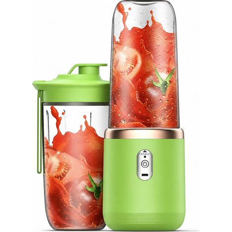 Blender Portable Rechargeable Vert avec 2 Gobelets, pour Jus et Smoothies (1/5)