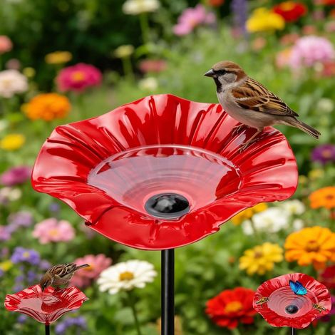 Paletto da giardino in metallo - Abbeveratoio per uccelli in piedi - Abbeveratoio per api e insetti - per api e farfalle - Decorazione da giardino fatta a mano per patio e prato (1/5)
