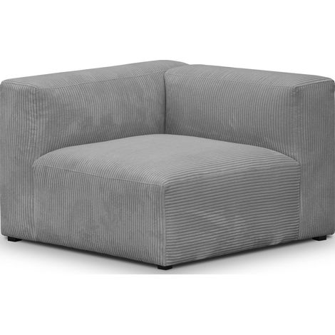 Chauffeuse d'angle à gauche modulable en velours côtelé gris clair - Modulo (1/4)