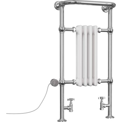 Arundel - White Traditional Dual Fuel Towel Rail H963mm x W493mm Thermostatic - Floor Standing (1/3)