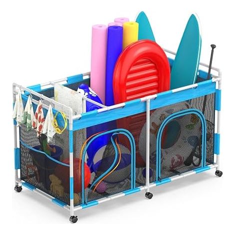 Outdoor Pool Toy Storage Bin with Zip for Fries, Balloons, Surfboards and Accessories, Pool Storage Basket (1/5)