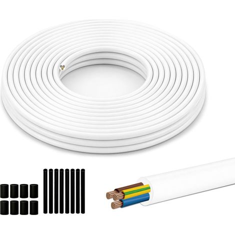H05VV-F 3x2,5mm² Câble Électrique Blanc, 10m (1/5)