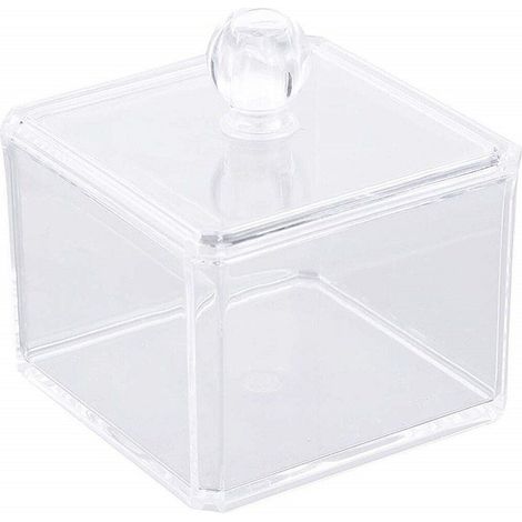 Cleafe - Organizer Contenitore Quadrato Porta Dischetti Struccanti Trucco Espositore Acrilico -