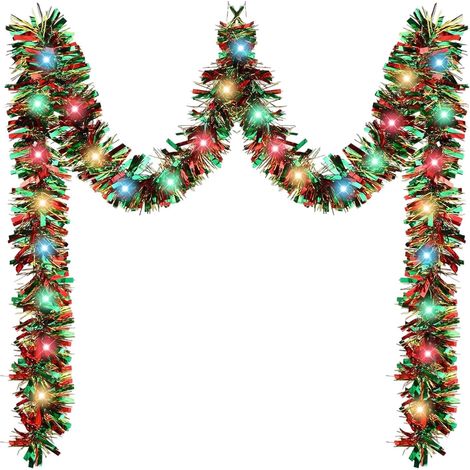 Guirlande De Noël Scintillante Ornement Accrochable  Décorations de Guirlande de Noël en Paillettes Pour Anniversaire Fête Du Nouvel An Clôture Porche Mur Arche Escalier Rampe (1/5)