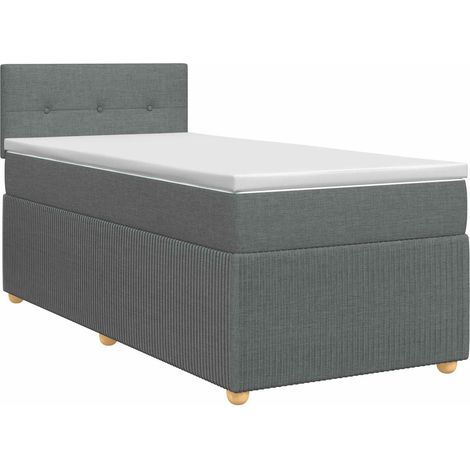 Maison Exclusive - Letto box spring con materasso Grigio Scuro 90 x 200 cm Tessuto (1/5)