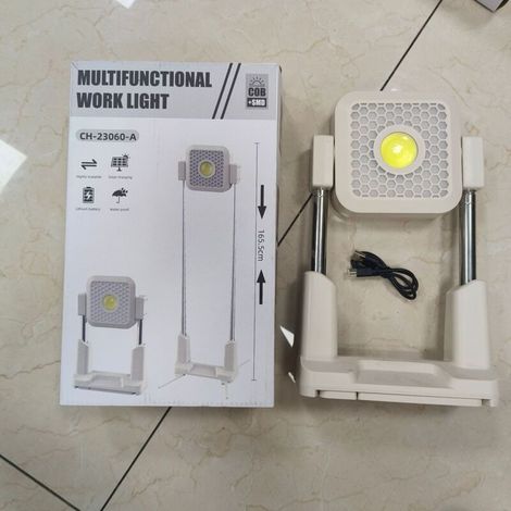 Lampe de Travail Solaire Extérieure pour Tente Portable USB Rechargeable Éclairage Inondant Camping Réglable en Hauteur Modes d'Éclairage Multiples (Lumière Intense/Faible/Chaleureuse/Flash Rouge) - K