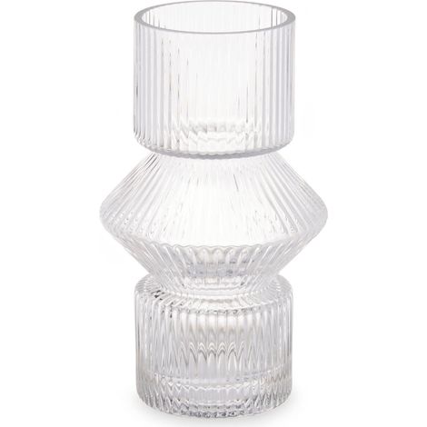 Vase aus geriffeltem Glas, 9,5 x 16,5 cm