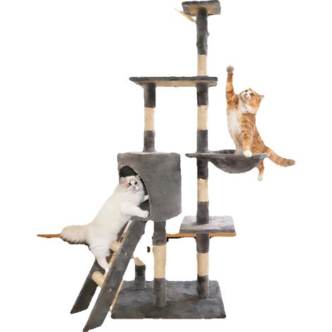 Katzenbaum, Mehrstufiges Design, Kratzsäule, Katzenklettergerüst (1/2)