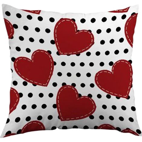 Taie D Oreiller - Linen - Motif Coeur - Pour Canapé Et Lit - 45 X 45 Cm - Décoration Festive Saint Valentin - 1 Pièce (1/5)
