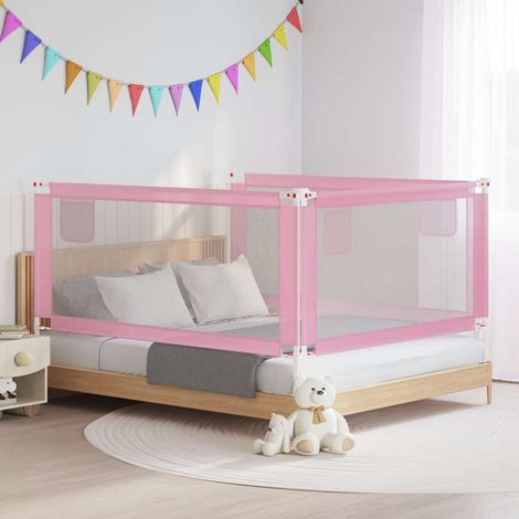 Barrière de lit pour enfant, rose, 180 x 25 cm, en tissu