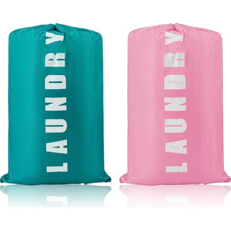 Lot de 2 sacs à linge, cordon de serrage, grande capacité 61x91cm, résistant, voyage, camping, maison（Q3 : Nouveaux produits pour le mois d'août） (1/5)
