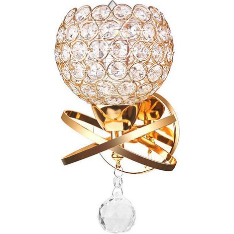Appliques murales en cristal pour chambre à coucher, lampes murales rondes et modernes pour chevet, salle à manger ou couloir, douille E26/E27 (ampoule non incluse) / (1/5)