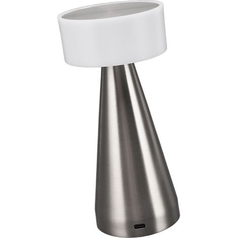 Lampe de table LED portable 3 températures de couleur, gradation sans palier, batterie rechargeable 1800mAh, lampe de chevet argentée (1/5)