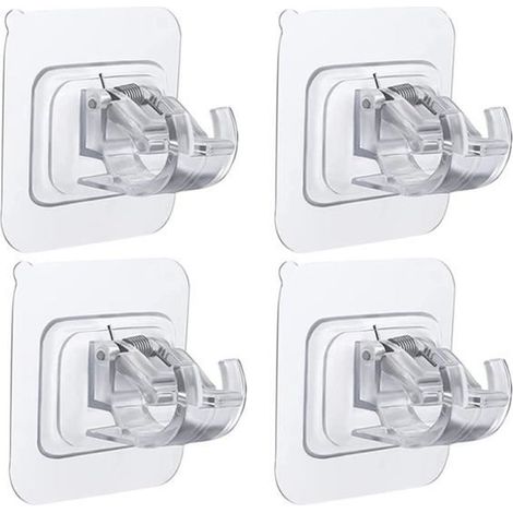 4 pièces supports de tringle à rideau autocollants, fixation murale sans perçage, pour rideaux légers, salles de bain et surfaces lisses