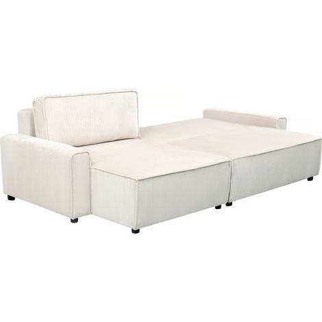 Palozi Sofa – Canapé d'angle convertible réversible en velours côtelé beige – 3 places – Coffre de rangement – Dimensions 282 x 153 x 93 cm — vue 3