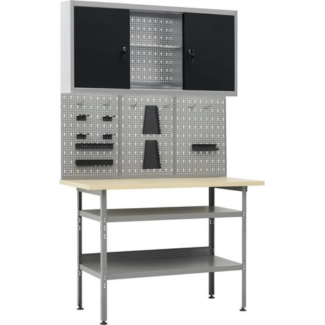 Établi avec 3 panneaux muraux et 1 armoire (1/5)