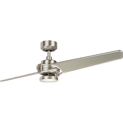 2-flügeliger 142 cm Deckenventilator mit LED-Fernbedienung aus gebürstetem Nickel Ventilatore da soffitto a 2 pale da 142 cm con telecomando in nichel spazzolato a luce LED (1/3)