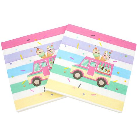 lot De 40 Serviettes En Papier Colores-serviettes De Table Motif De Crme Glace, Pour La Gastronomie, Anniversaire, Mariage, Dcoration De Table, (1/5)
