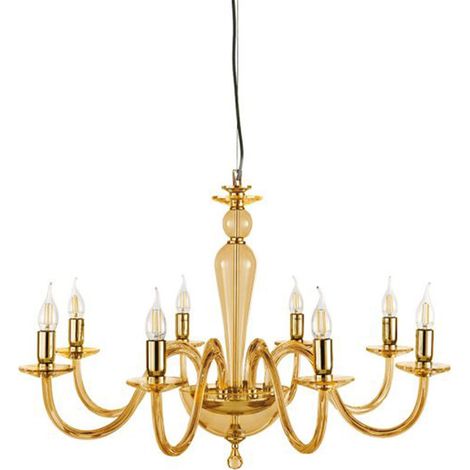 Plafonnier classique en verre travaillé à la main 8 lumières Pagan - Orange (1/2)