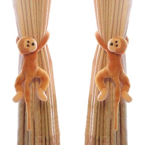 Paar Vorhang-Raffhalterhaken, Affen-Vorhang-Clips, Seil, Tier-Vorhang-Zubehör-Halter, dekorative Vorhang-Halterung für Kinderzimmer, Wohnzimmer, Zuhause, Büro, Fenster