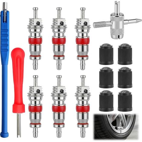 Lot de outils de démontage de valve de pneu pour voiture, moto, vélo, kit de réparation avec extracteur de noyau de valve en cuivre, outil de valve de pneu pour montage de pneus, entretien et (1/5)