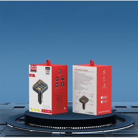 Auto-Bluetooth-MP3-Player Q50/Q51, Auto-FM-Transmitter, Digitalanzeige, Großbildschirm, USB-Stick, Freisprecheinrichtung, Ladegerät – Q51 (mit Farbbox) (1/3)
