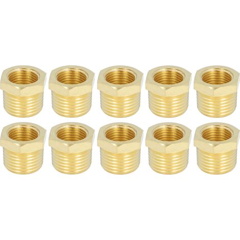 Raccord de tuyau fileté en laiton, 1/2 NPT mâle X 3/8 femelle, adaptateur, douille hexagonale pour eau, huile, gaz naturel, 10 pièces