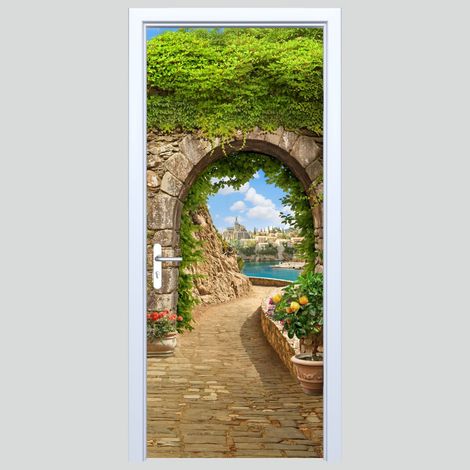 Adhesivo de tela para puerta, calle Stone 296PD