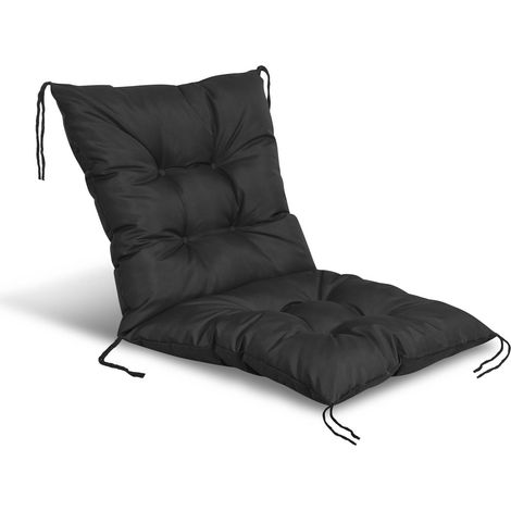 Cojín de jardín de 50x50x50 cm para silla, impermeable, negro.