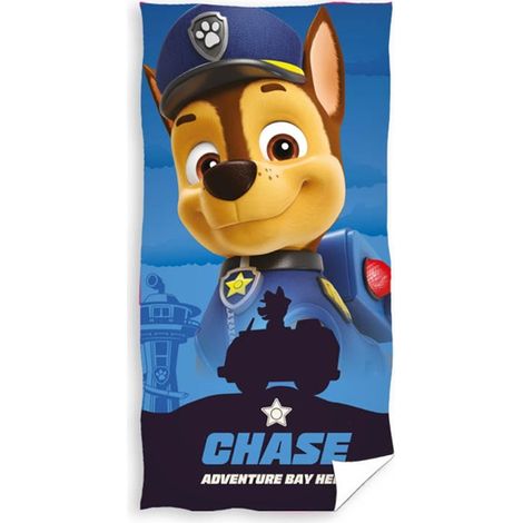 Asciugamano da bagno Chase PAW Patrol per bambini, ideale per spiaggia, piscina e vacanze, 140 x 70 cm. (1/2)