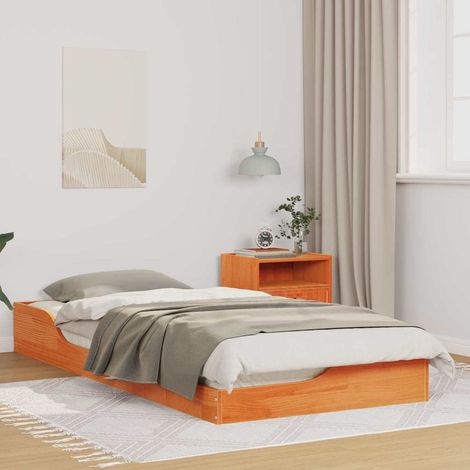 vidaXL Cadre de lit Brun cire 90 x 200 cm Pin massif (1/5)