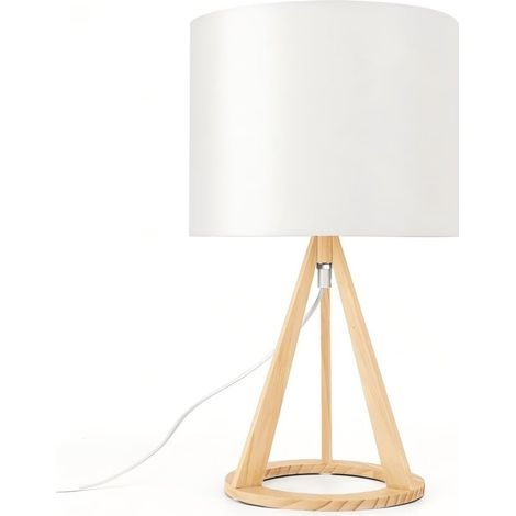 Lampadaire Trépied Bois Naturel Style Nordique - Douille E27 - Sans Ampoule - Salon Chambre