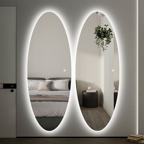 60x165 cm Ovaler Standspiegel Ganzkörperspiegel mit Beleuchtung Ovaler Spiegel mit Beleuchtung für Hotel Friseursalon Beauty Studio Wohnzimmer (1/5)