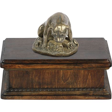 Urne funéraire pour Staffordshire Bull Terrier (Staffik, Staffi III), urne classique ornée d'une statuette, urne élégante avec un chien, par Art-Dog (1/5)