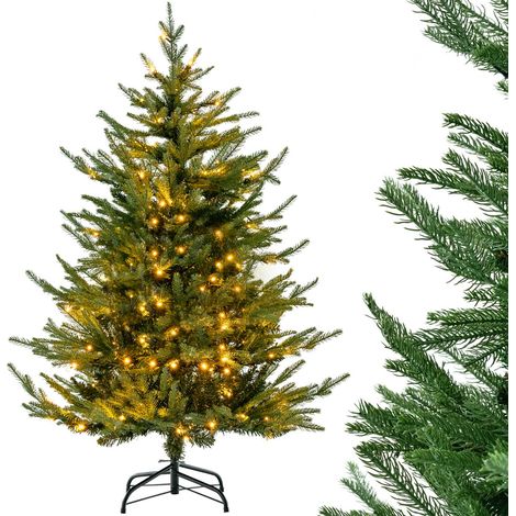 Árbol de Navidad artificial de 136 x 100 x 40 cm 180 luces LED 8 modos ambiente acogedor fabricado en PE y PVC 200013495 (1/2)