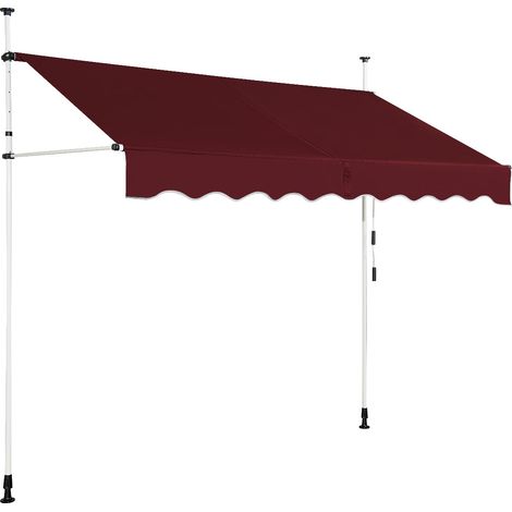 Tenda da sole retrattile 250 x 125 cm regolabile 200-300 cm design moderno alluminio rosso 200010431