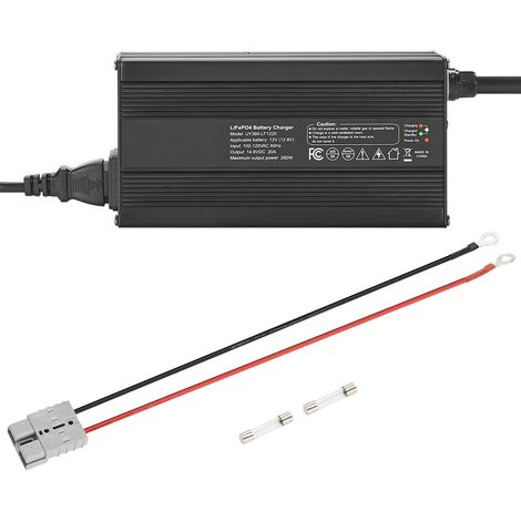 Mophorn Cargador de Batería de Litio 12 V 20 A LiFePO4 CA-CC 14,6 V con Conector Anderson, Indicador LED y Activación a 0 V para Baterías Recargables de Ciclo Profundo de Litio LiFePO4 para