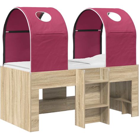 Bett mit Tunnel 3 Stk. Sonoma und Rot Holzwerkstoff vidaXL (1/5)