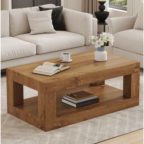 CHICFURN Tavolino rettangolare 93x53x46 cm in MDF effetto legno con ripiano aperto (1/5)