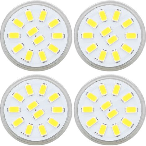 4er-Pack MR11 3W LED-Lampen, Doppelstiftsockel, 12 warmweiße LEDs, 360°-Wärmeableitung (1/5)