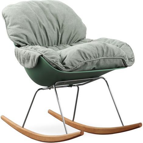 Sedia a Dondolo Imbottita - Design Scandinavo - Ruma Verde
