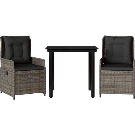 Maison Exclusive - Set da Pranzo da Giardino 3 pz con Cuscini in Polyrattan Grigio
