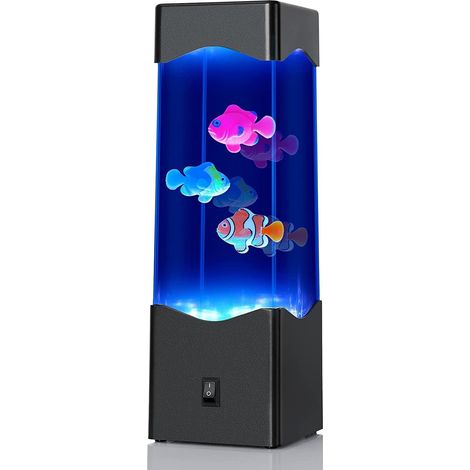 ZOLGINAH Lámpara de lava, luz nocturna para niños con 3 peces, 7 colores, luces LED transformables, lámpara de acuario alimentada por USB/batería, vida marina simulada, regalo para mujeres y niños par (1/5)