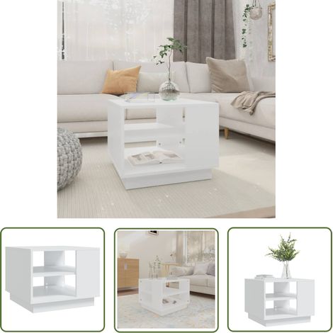 The Living Store Couchtisch Weiß 55x55x43 cm Holzwerkstoff - Couchtisch - Wohnzimmertisch - Holzt Tisch - Weißer Couchtisch - Moderner Couchtisch (1/5)