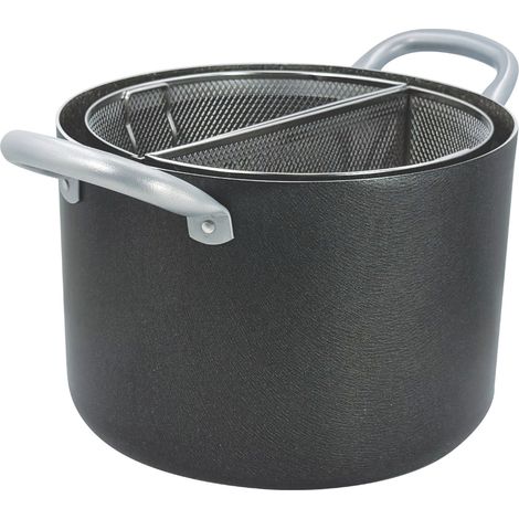 Mamù Pentola due manici due cestelli con coperchio in vetro ⌀ 22 cm made in Italy in alluminio antigraffio antiaderente (1/5)